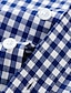 levne Pánské společenské košile-Pánské Košile k obleku Světle modrá Černá Tmavě červená Krátký rukáv Pruhy a pléd Přehnutý Jaro léto Kancelář a kariéra Párty v kanceláři Oblečení