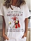 abordables T-shirts Femme-Femme T shirt Tee Animal Lettre Imprimer du quotidien Fin de semaine basique Manche Courte Col Rond Noir