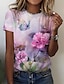 billige T-shirts til kvinde-Dame T-shirt Blomstret Ferie Weekend Trykt mønster Brugerdefineret print Kortærmet Basale Rund hals