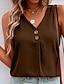 abordables Camisetas y camisolas de mujer-Mujer Camiseta sin mangas Plano Casual Botón Sandía Roja Sin Mangas Vintage Ropa de calle Escote en Pico