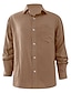 cheap Cotton Linen Shirt-Men&#039;s Shirt Linen Shirt Summer Shirt Beach Shirt Black Brown Green Long Sleeve Solid Color Turndown Spring &amp;  Fall Outdoor Street Clothing Apparel Button-Down