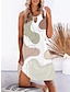 Χαμηλού Κόστους Print Φορέματα-Γυναικεία Αμάνικο φόρεμα Γεωμετρικό Συνδυασμός Χρωμάτων Κοφτό Στάμπα Στρογγυλή Ψηλή Λαιμόκοψη Μίνι φόρεμα Καθημερινά Ημερομηνία Αμάνικο Καλοκαίρι Άνοιξη
