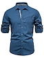 abordables camisa con botones para hombre-Hombre Camisa Abotonar la camisa Camisa casual Blanco Azul Real Azul Piscina Verde Oscuro Naranja Manga Larga Diseño Calle Vacaciones Básico Ropa Moda Ocio
