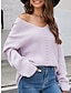 cheap Sweaters-Women&#039;s Pullover Sweater Jumper V Neck Ribbed Knit Acrylic Hollow Out Summer Spring Daily Going out Weekend Stylish Casual Soft Long Sleeve Solid Color Blue Purple Gray S M L