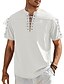 abordables Vacances-Homme Chemise Chemise en lin Chemise Décontractée Chemise de Plage Uni Vacances Hawaïen Noir Blanche Bleu Marron Manche Courte Col montant Printemps &amp; Été Vêtement Tenue Basique