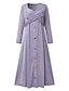 cheap Plain Dresses-Women&#039;s Plain Button Up Ruched V Neck Midi Dress Daily Half Sleeve Summer Spring