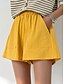 cheap Wide Leg &amp; High Waisted-Women&#039;s Shorts Cotton And Linen Yellow Green Streetwear Casual Street Daily Daily Wear Pocket Short Comfort Plain M L XL 2XL XXXL
