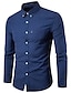 cheap Shirts-Men&#039;s Dress Shirt Regular Fit Long Sleeve Turndown Solid Color Cotton Blend Sea Blue Black White 2024