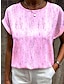 preiswerte T-Shirts für Damen-Damen T Shirt Graphic Täglich Wochenende Bedruckt Gelb Kurzarm Basic Rundhalsausschnitt