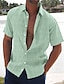 baratos camisa de botão masculina-Homens Camisa Social camisa de botão Camisa casual camisa de verão camisa de praia Preto Branco Azul Verde Escuro Marron Manga Curta Riscas Lapela Diário Férias Roupa Moda Casual Confortável