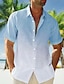 cheap Men&#039;s Button Up Shirts-Men&#039;s Shirt Button Up Shirt Casual Shirt Summer Shirt Beach Shirt Pink Navy Blue Blue Short Sleeve Gradient Lapel Summer Casual Daily Clothing Apparel