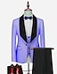 ieftine Costume de tuxedo-albastru deschis negru alb pentru bărbați petrecere de nuntă petrecere seara de ziua îndrăgostiților smoking culoare uni 3 piese potrivire standard la un singur piept cu un singur buton 2024