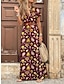 cheap Print Dresses-Women&#039;s A Line Dress Floral Paisley Split Print V Neck Maxi long Dress Tropical Daily Vacation Short Sleeve Summer Spring