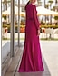 Χαμηλού Κόστους Βραδινά Φορέματα-Ίσια Γραμμή Βραδινά φορέματα Υψηλός διάσπαση Φόρεμα Επίσημο Επισκέπτης γάμου Μακρύ Μακρυμάνικο Λαιμόκοψη V Σιφόν με Φόρεμα Με τιράντες 2024