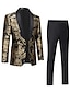 cheap Suits-Silver Black Red Men&#039;s Wedding Party Suits 2 Piece Patterned Standard Fit Single Breasted One-button 2024