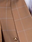 billige Jakkesæt-brune bryllupsdragter til mænd 2-delt plaid ternet skræddersyet pasform dobbeltradet fire-knapper 2024