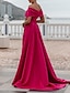 Χαμηλού Κόστους Βραδινά Φορέματα-βραδινό φόρεμα σε γραμμή για πάρτι φόρεμα σε στυλ διασημοτήτων επίσημο γαμήλιο τρενάκι αμάνικο φόρεμα παράνυμφος σατέν με τραχύ σκίσιμο 2024