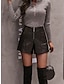 cheap Women&#039;s Shorts-Women&#039;s Leather Pants Shorts Faux Leather Pocket Mid Waist Short Black Summer