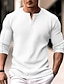 billige Casual T-shirts til mænd-Herre Vaffel Henley skjorte Henley-skjorte Tee Top Lang ærmet skjorte Vanlig Henley Gade Ferierejse Langærmet Tøj Mode Designer Basale