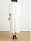 billige Satengkjoler-Dame Hvit kjole Festkjole Sateng kjole Delt 3/4 ermer Midikjole Feriereise Hvit Sommer Vår