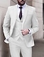 levne Obleky-černé bílé slonovinové kosti pánské svatební obleky jednobarevné 3dílné střih na míru jednořadé na jeden knoflík 2024
