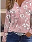 cheap Women&#039;s T-shirts-Women&#039;s T shirt Tee Henley Shirt Floral Holiday Weekend Pink Red Blue Print Button Long Sleeve Elegant Fashion Daily V Neck Regular Fit Fall &amp; Winter