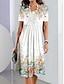 cheap Print Dresses-Women&#039;s Ombre Floral Pocket Print Crew Neck Midi Dress Daily Date Short Sleeve Summer Spring