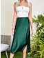 cheap Plain Skirts-Women&#039;s Skirt A Line Midi High Waist Skirts Split Ends Solid Colored Street Daily Summer Polyester Spandex Fashion Casual Black Brown Green