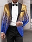 billige Blazer og Jakke-mænds pailletter fest blazer 70&#039;er disco retro sparkle jakke ensfarvet enkeltradet en-knaps sort sølv gul blå 2024