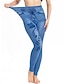 abordables Leggings-Mujer Delgado Pantalones Poliéster Bolsillo Estampado Corte alto Alta cintura Longitud total Azul Laguna Verano