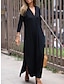 رخيصةأون فساتين عادية-نسائي لباس غير رسمي فستان طويل منفصل مناسب للبس اليومي مواعدة موضة أناقة الشارع V رقبة كم طويل أسود برتقالي اللون