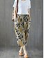 billige Grafisk linned bomuldsbukser-Dame Shorts i bomuldshør Hør-inspirerede bukser Bukser af bomuldshør Mode Gade Ankel-længde Medium Talje Geometrisk Blomst Lomme Elastisk Talje Poset Åndbarhed Blød Bekvem Mikroelastisk Ferierejse