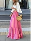 billiga Maxikjolar-damkjol swing lång kjol maxi rosa kjolar volangtryck våren&amp;amp; sommar hög midja mode avslappnad daglig semester s m l