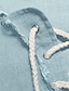abordables chemises en jean pour hommes-Homme Chemise Chemise décontractée Chemisette Chemise d&#039;été Chemise de plage Chemise en jean Bleu Bleu de minuit Bleu clair Manche Courte Plein Col V du quotidien Vacances Cordon Vêtement Tenue Mode
