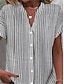 economico Bluse e camicie da donna-Per donna Camicia Blusa A strisce Informale Pulsante Stampa Rosso Manica corta Essenziale A V