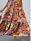 voordelige Jurken met print-Dames Tank-jurk Bloemig Paisley Ruche Afdrukken V-hals Maxi-jurk Dagelijks Vakantie Mouwloos Zomer Lente