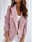 cheap Women&#039;s Blazer&amp;Suits-Women&#039;s Blazer Office Formal Button Pink Fall Windproof Streetwear Double Breasted Lapel Outerwear Long Sleeve Summer Black S