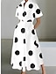 cheap Print Dresses-Women&#039;s Shirt Dress Casual Dress Maxi long Dress Outdoor Daily Vacation Polyester Fashion Elegant Shirt Collar Button Pocket Short Sleeve Summer Spring 2023 Loose Fit Black And White Black White