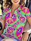 baratos Coleção de designers-Mulheres Camisa polo de caminhada Rosa claro Manga Curta Proteção Solar Blusas Tintura Tie Dye Roupas femininas de golfe, roupas, roupas, roupas