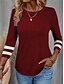 cheap Women&#039;s T-shirts-Women&#039;s T shirt Tee Plain Daily Weekend Black Red Blue Long Sleeve Basic Round Neck Regular Fit Fall &amp; Winter