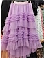 cheap Plain Skirts-Women&#039;s Loose Skirt Midi Tulle Black White Almond Pink Skirts Pleated Ruffle Fashion Casual Street Daily S M L