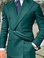 cheap Suits-Dark Green Men&#039;s Fall Wedding Suits 2 Piece Solid Colored Tailored Fit Double Breasted Six-buttons 2023