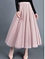 cheap Plain Skirts-Women&#039;s Skirt A Line Maxi Polyester Amethyst Navy Apricot Black Skirts Summer Lace Pleated Tulle High Waist Fashion Casual Street Daily One-Size