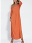 رخيصةأون فساتين عادية-نسائي لباس غير رسمي فستان طويل منفصل مناسب للبس اليومي مواعدة موضة أناقة الشارع V رقبة كم طويل أسود برتقالي اللون