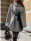 cheap Women&#039;s Coats &amp; Trench Coats-Women&#039;s Coat Cloak / Capes Winter Houndstooth Overcoat Fall Long Pea Coat with Belt Elegant Stand Collar Street Daily Wear Fashion Daily Casual Outerwear Long Sleeve Black