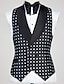 preiswerte Anzüge-Schwarze Herren-Hochzeitsanzüge, dreiteilig, gepunktet, maßgeschneiderte Passform, einreihig, mit einem Knopf, 2024