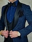 Недорогие Костюмы-Черный бордовый синий мужские костюмы для выпускного вечера смокинги для выпускного вечера 3 предмета плюс размер готический наряд с воротником-шалькой и принтом стандартный крой однобортный с одной