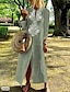 cheap Design Cotton &amp; Linen Dresses-Women&#039;s V-Neck Embroidered Cotton Linen Maxi Dress Casual Split Long Sleeve for Summer Spring Fall 2024 Spring