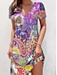 cheap Print Dresses-Women&#039;s Floral Print V Neck Mini Dress Vintage Daily Date Short Sleeve Summer Spring