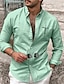 levne pánské lněné košile-pánská košile grafickýcross turndown růžová modrá zelená khaki šedá outdoor street potisk s dlouhým rukávem oblečení oblečení móda streetwear návrhář ležérní